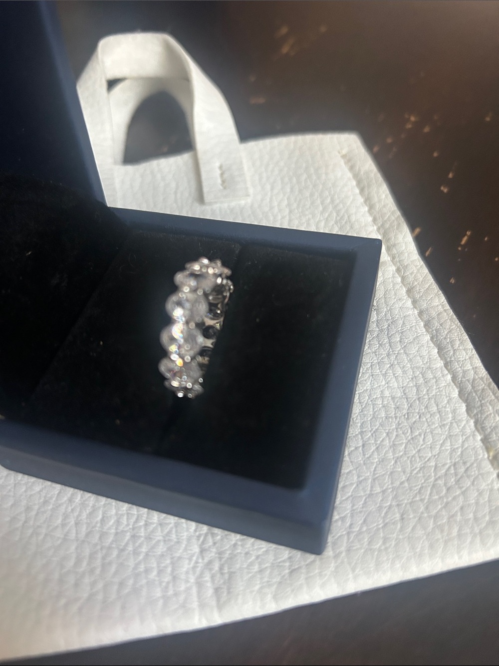 Clear Crystal Eternity Ring - Silver Tone - Women Jewelry